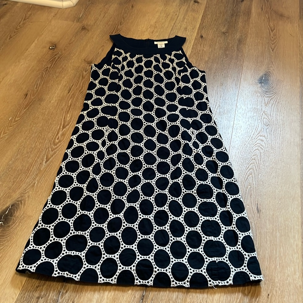 Harrold’s womens dress Vintage black geometric Art Deco sleeveless classic white